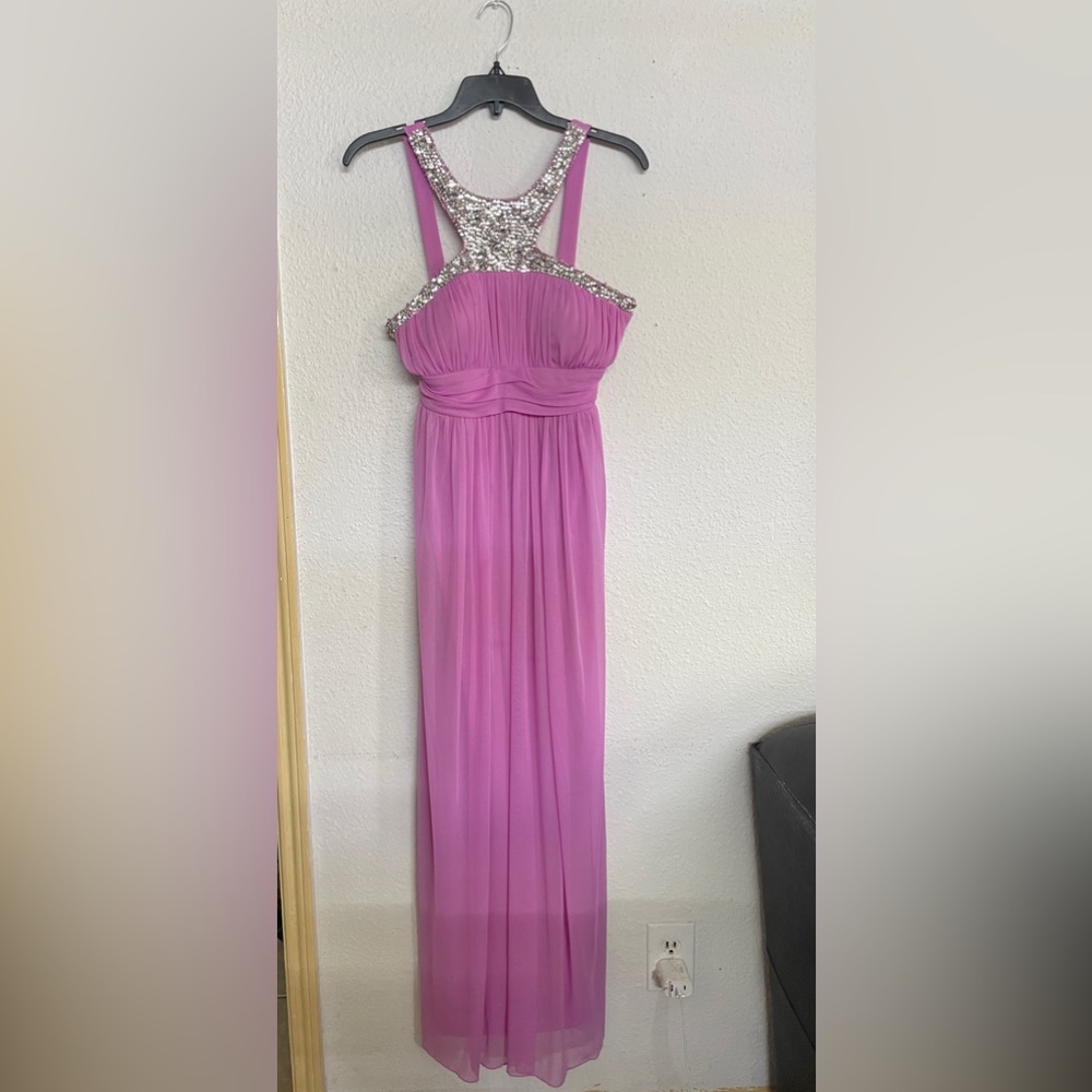 City Studio dresses - Long pink dress chiffon gown for prom or party wear.